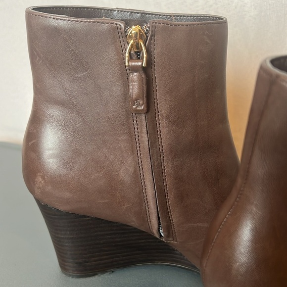 Ralph Lauren Shaley Brown Wedge Ankle Boots Size 8.5 - Picture 5 of 13